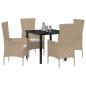 Preview: Garten Essgruppe mit Kissen 5 pcs Beige Poly-Rattan