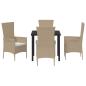 Preview: Garten Essgruppe mit Kissen 5 pcs Beige Poly-Rattan