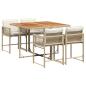 Preview: 5-tlg. Garten-Essgruppe mit Kissen Beige Poly Rattan