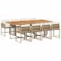 Preview: 9-tlg. Garten-Essgruppe mit Kissen Beige Poly Rattan