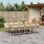Preview: ARDEBO.de - 11-tlg. Garten-Essgruppe mit Kissen Beige Poly Rattan