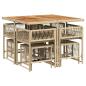 Preview: 9-tlg. Garten-Essgruppe mit Kissen Beige Poly Rattan