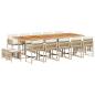 Preview: 15-tlg. Garten-Essgruppe mit Kissen Beige Poly Rattan