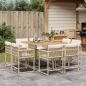 Preview: ARDEBO.de - 9-tlg. Garten-Essgruppe mit Kissen Beige Poly Rattan