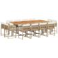 Preview: 13-tlg. Garten-Essgruppe mit Kissen Beige Poly Rattan