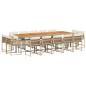 Preview: 15-tlg. Garten-Essgruppe mit Kissen Beige Poly Rattan