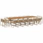 Preview: 17-tlg. Garten-Essgruppe mit Kissen Beige Poly Rattan