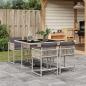 Preview: ARDEBO.de - 5-tlg. Garten-Essgruppe mit Kissen Hellgrau Poly Rattan