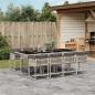 Preview: ARDEBO.de - 9-tlg. Garten-Essgruppe mit Kissen Hellgrau Poly Rattan