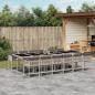 Preview: ARDEBO.de - 13-tlg. Garten-Essgruppe mit Kissen Hellgrau Poly Rattan