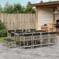Preview: ARDEBO.de - 13-tlg. Garten-Essgruppe mit Kissen Hellgrau Poly Rattan