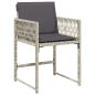 Preview: 15-tlg. Garten-Essgruppe mit Kissen Hellgrau Poly Rattan
