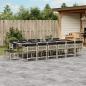 Preview: ARDEBO.de - 17-tlg. Garten-Essgruppe mit Kissen Hellgrau Poly Rattan