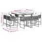 Preview: 9-tlg. Garten-Essgruppe mit Kissen Hellgrau Poly Rattan