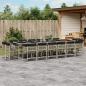 Preview: ARDEBO.de - 17-tlg. Garten-Essgruppe mit Kissen Hellgrau Poly Rattan