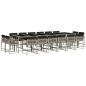 Preview: ARDEBO.de - 17-tlg. Garten-Essgruppe mit Kissen Hellgrau Poly Rattan