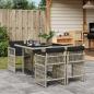 Preview: ARDEBO.de - 5-tlg. Garten-Essgruppe mit Kissen Hellgrau Poly Rattan