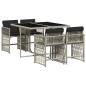Preview: 5-tlg. Garten-Essgruppe mit Kissen Hellgrau Poly Rattan