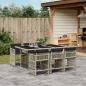 Preview: ARDEBO.de - 7-tlg. Garten-Essgruppe mit Kissen Hellgrau Poly Rattan