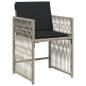 Preview: 9-tlg. Garten-Essgruppe mit Kissen Hellgrau Poly Rattan