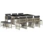 Preview: 11-tlg. Garten-Essgruppe mit Kissen Hellgrau Poly Rattan
