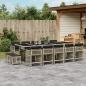 Preview: ARDEBO.de - 15-tlg. Garten-Essgruppe mit Kissen Hellgrau Poly Rattan