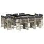 Preview: ARDEBO.de - 11-tlg. Garten-Essgruppe mit Kissen Hellgrau Poly Rattan