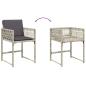 Preview: 11-tlg. Garten-Essgruppe mit Kissen Hellgrau Poly Rattan