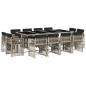Preview: 13-tlg. Garten-Essgruppe mit Kissen Hellgrau Poly Rattan