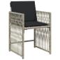 Preview: 13-tlg. Garten-Essgruppe mit Kissen Hellgrau Poly Rattan
