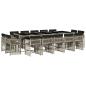 Preview: ARDEBO.de - 15-tlg. Garten-Essgruppe mit Kissen Hellgrau Poly Rattan