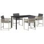 Preview: Garten Essgruppe 5 pcs Hellgrau Poly-Rattan