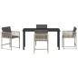 Preview: Garten Essgruppe 5 pcs Hellgrau Poly-Rattan