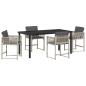 Preview: Garten Essgruppe 5 pcs Hellgrau Poly-Rattan