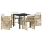 Preview: Garten Essgruppe 5 pcs Beige Poly-Rattan
