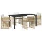 Preview: Garten Essgruppe 5 pcs Beige Poly-Rattan