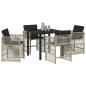 Preview: Garten Essgruppe 5 pcs Hellgrau Poly-Rattan
