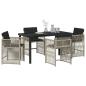 Preview: Garten Essgruppe 5 pcs Hellgrau Poly-Rattan