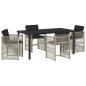 Preview: ARDEBO.de - Garten Essgruppe 5 pcs Hellgrau Poly-Rattan