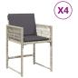 Preview: Gartenstühle mit Kissen 4 Stk. Hellgrau Poly Rattan