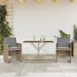 Preview: ARDEBO.de - 3-tlg. Bistro-Set mit Kissen Beigemischung Poly Rattan