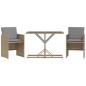 Preview: ARDEBO.de - 3-tlg. Bistro-Set mit Kissen Beigemischung Poly Rattan