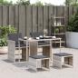 Preview: ARDEBO.de - 5-tlg. Garten-Essgruppe mit Kissen Hellgrau Poly Rattan