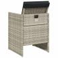 Preview: 5-tlg. Garten-Essgruppe mit Kissen Hellgrau Poly Rattan