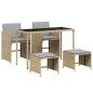 Preview: 5-tlg. Garten-Essgruppe mit Kissen Beigemischung Poly Rattan