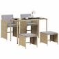 Preview: 5-tlg. Garten-Essgruppe mit Kissen Beigemischung Poly Rattan
