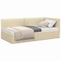 Preview: Eckbettgestell mit Kopfteil Creme 90 x 190 cm Stoff