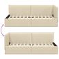 Preview: Eckbettgestell mit Kopfteil Creme 90 x 190 cm Stoff