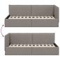 Preview: Eckbettgestell mit Kopfteil Taupe 90 x 200 cm Stoff