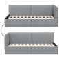 Preview: Eckbettgestell mit Kopfteil Hellgrau 100 x 200 cm Stoff